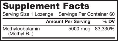 Jarrow Formulas Methylcobalamin (Methyl B12), 5000mcg, 60 Lozenges