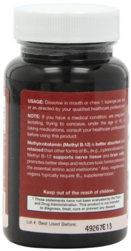 Jarrow Formulas Methylcobalamin (Methyl B12), 5000mcg, 60 Lozenges