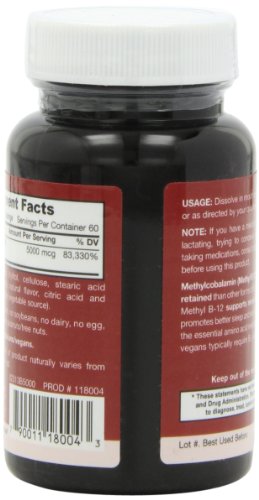 Jarrow Formulas Methylcobalamin (Methyl B12), 5000mcg, 60 Lozenges